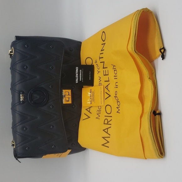 281- Valentino By Mario Valentino Posh Diamond Navy Blue NWT - Picture 5 of 14